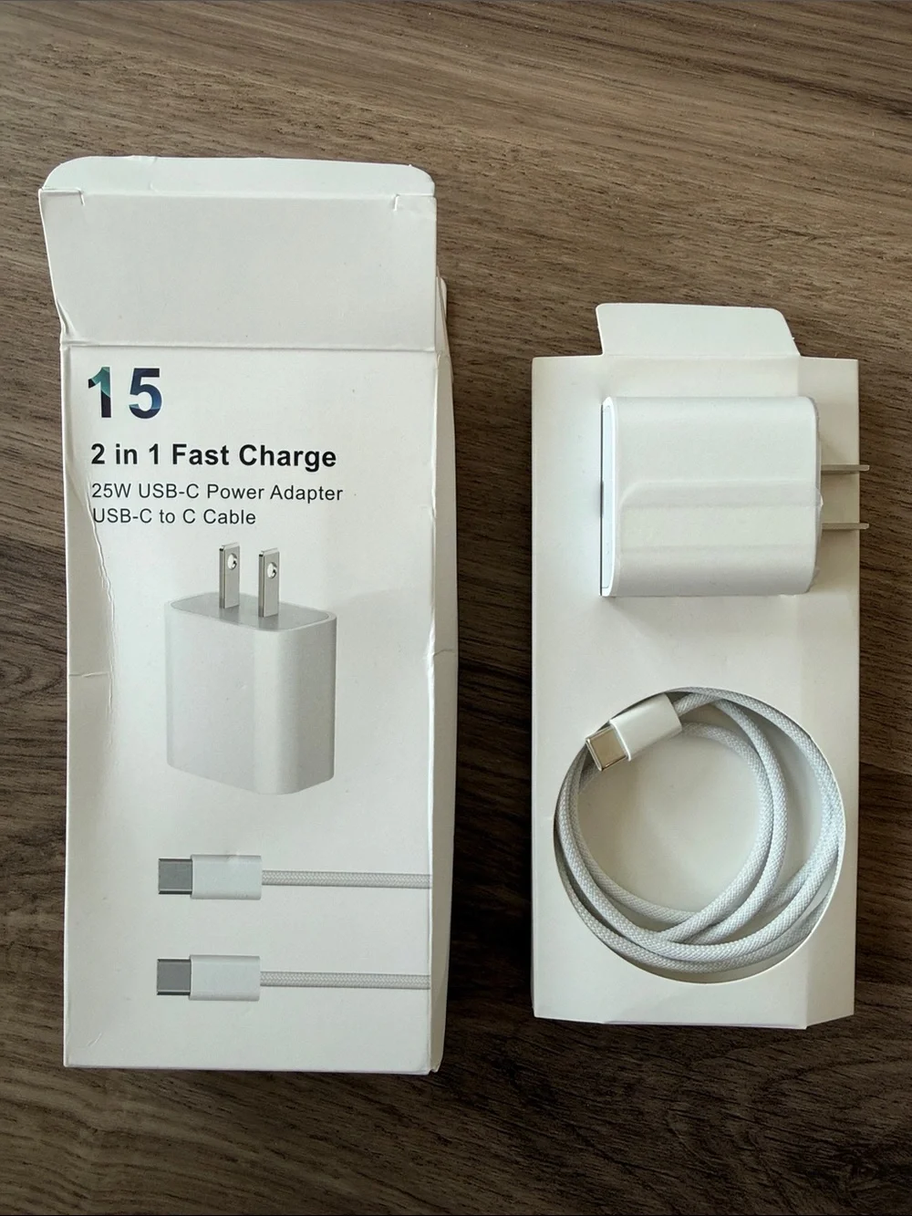 NEW 25W USB-C Fast Charge Wall Power Adapter with USB-C to C Braided Woven Cable